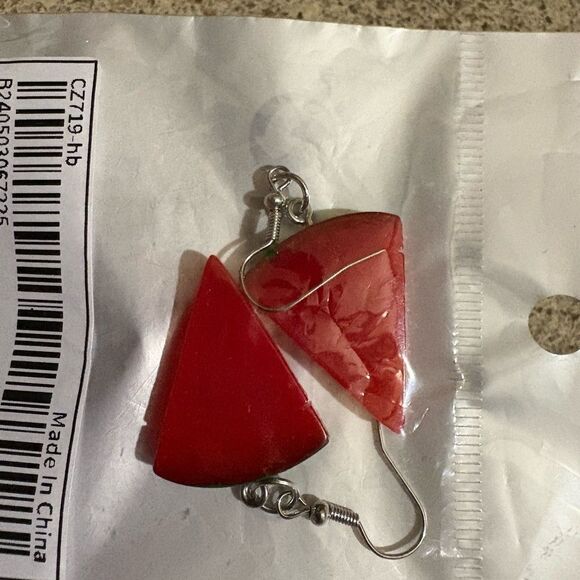 Red Watermelon Earrings - Picture 2 of 2